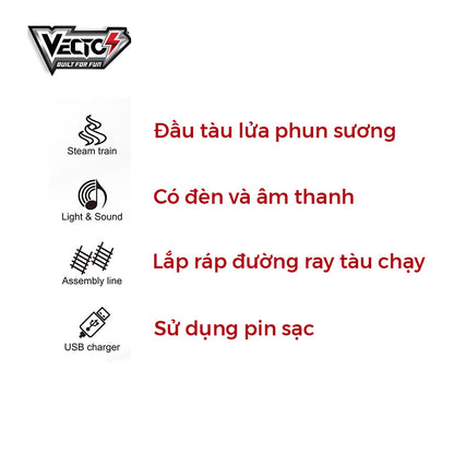 Đồ chơi lắp ráp đường ray và tàu hỏa hơi nước VECTO VT6994A