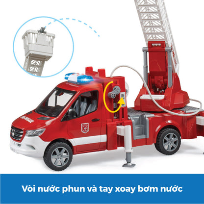 Xe cứu hỏa Mercedes Benz và thang xoay, hệ thống bơm nước BRUDER BRU02673