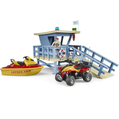 Đồ chơi mô hình tỷ lệ 1:16 Trạm cứu hộ với xe 4 bánh và cano BRUDER BRU62780