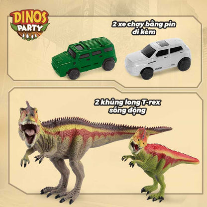 Bộ lắp ráp đường đua thành phố khủng long (xe chạy pin)_Xanh DINOS PARTY CM558-12